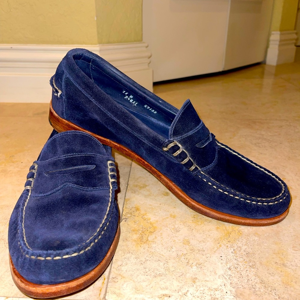 Allen Edmonds Sea Island Navy Blue Suede Loafers Size 11 - Ultra Soft w/orig BOX